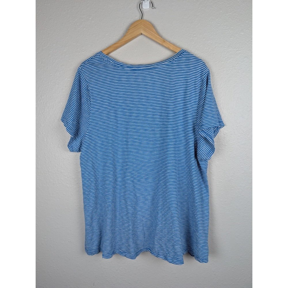 Soft Surroundings 2X 100% Pima Cotton Striped‎ Knit Tunic Ruffled Hem 215 - Picture 2 of 7